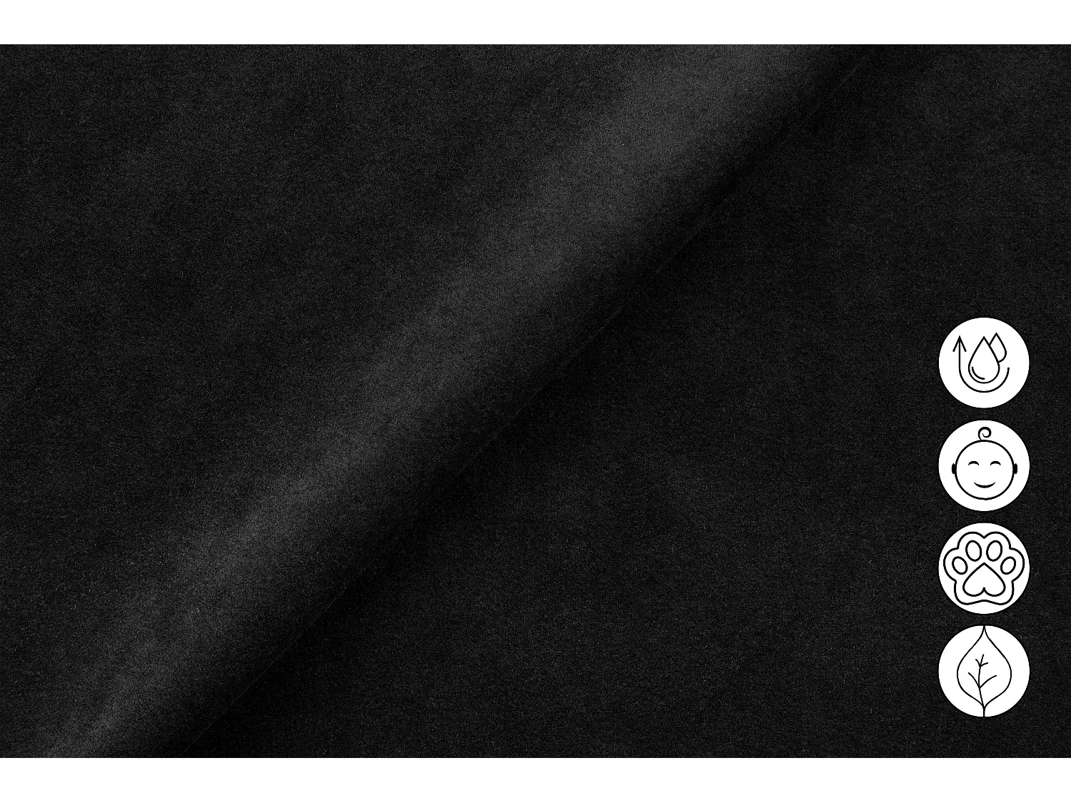 Sofa Relax 3-Sitzer FIERO, Schwarzer Veloursstoff