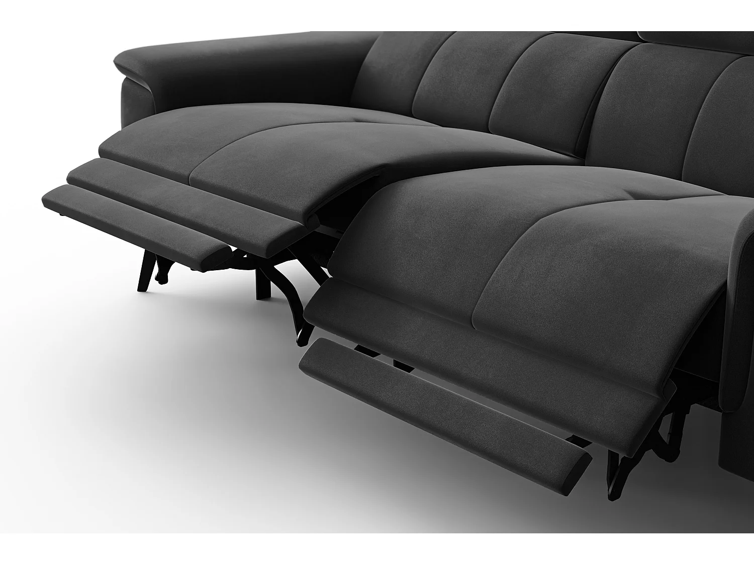 Sofa Relax 3-Sitzer FIERO, Schwarzer Veloursstoff