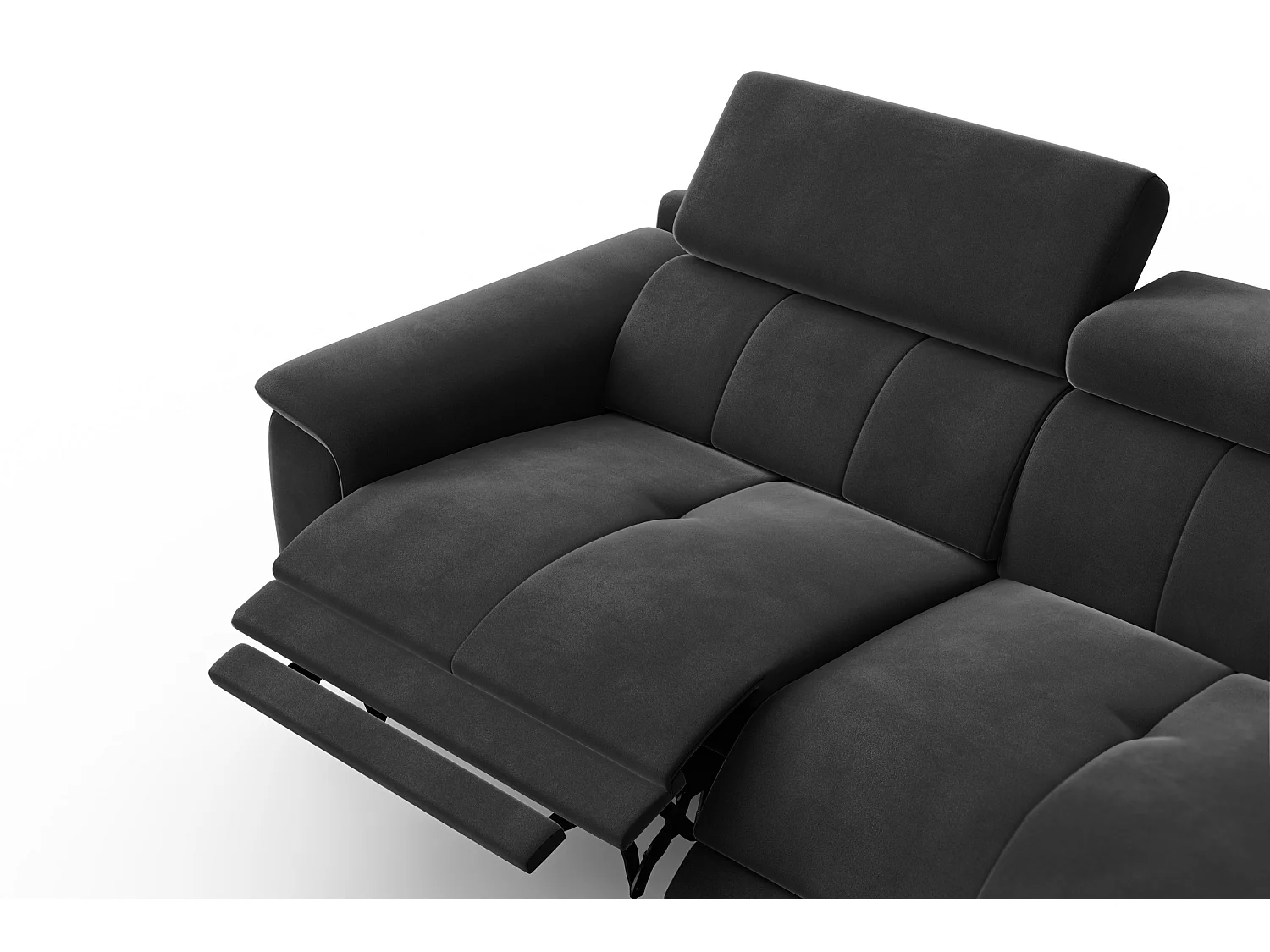 Sofa Relax 3-Sitzer FIERO, Schwarzer Veloursstoff
