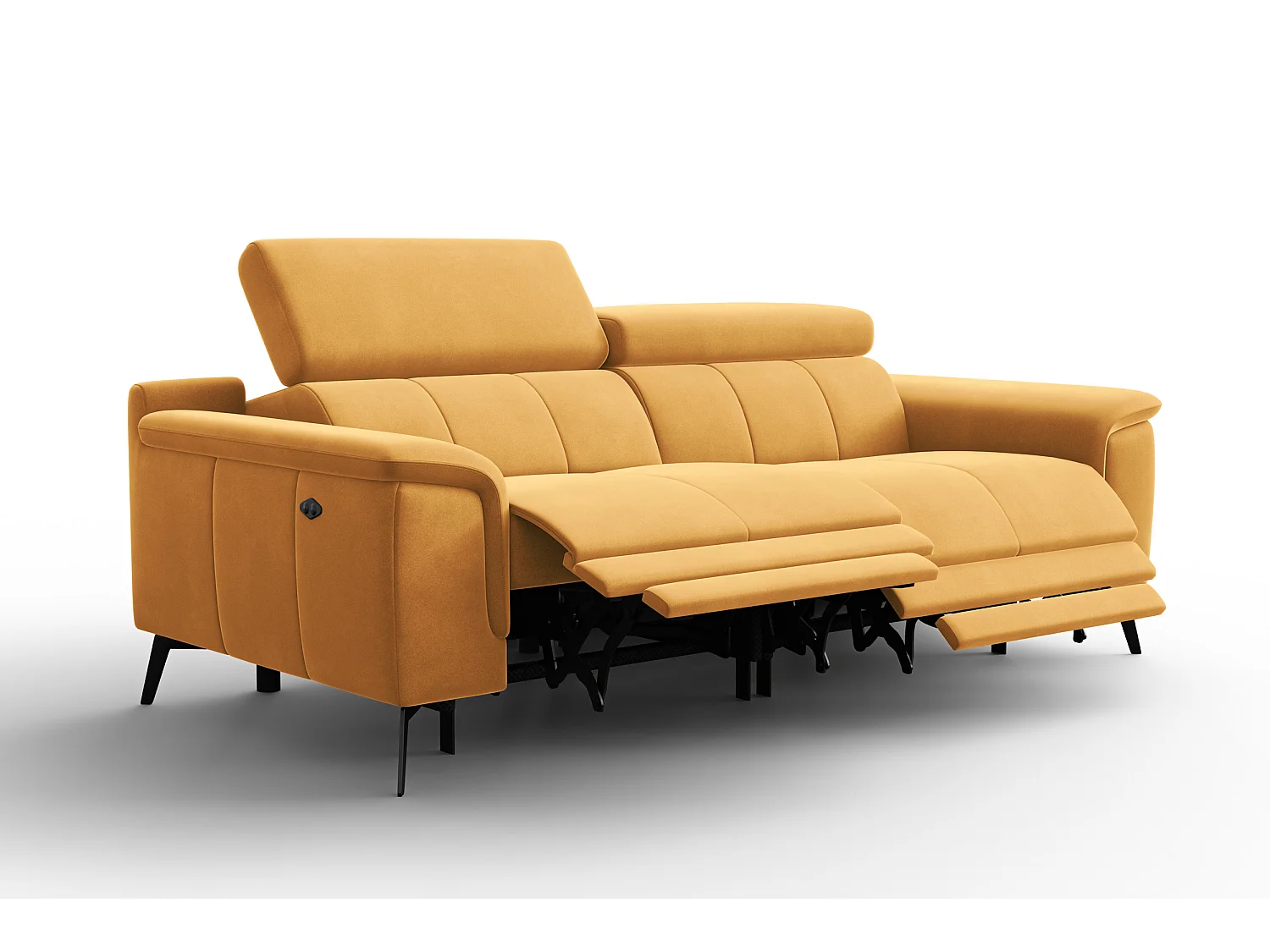 Sofa Relax 3-Sitzer FIERO, Gelber Veloursstoff