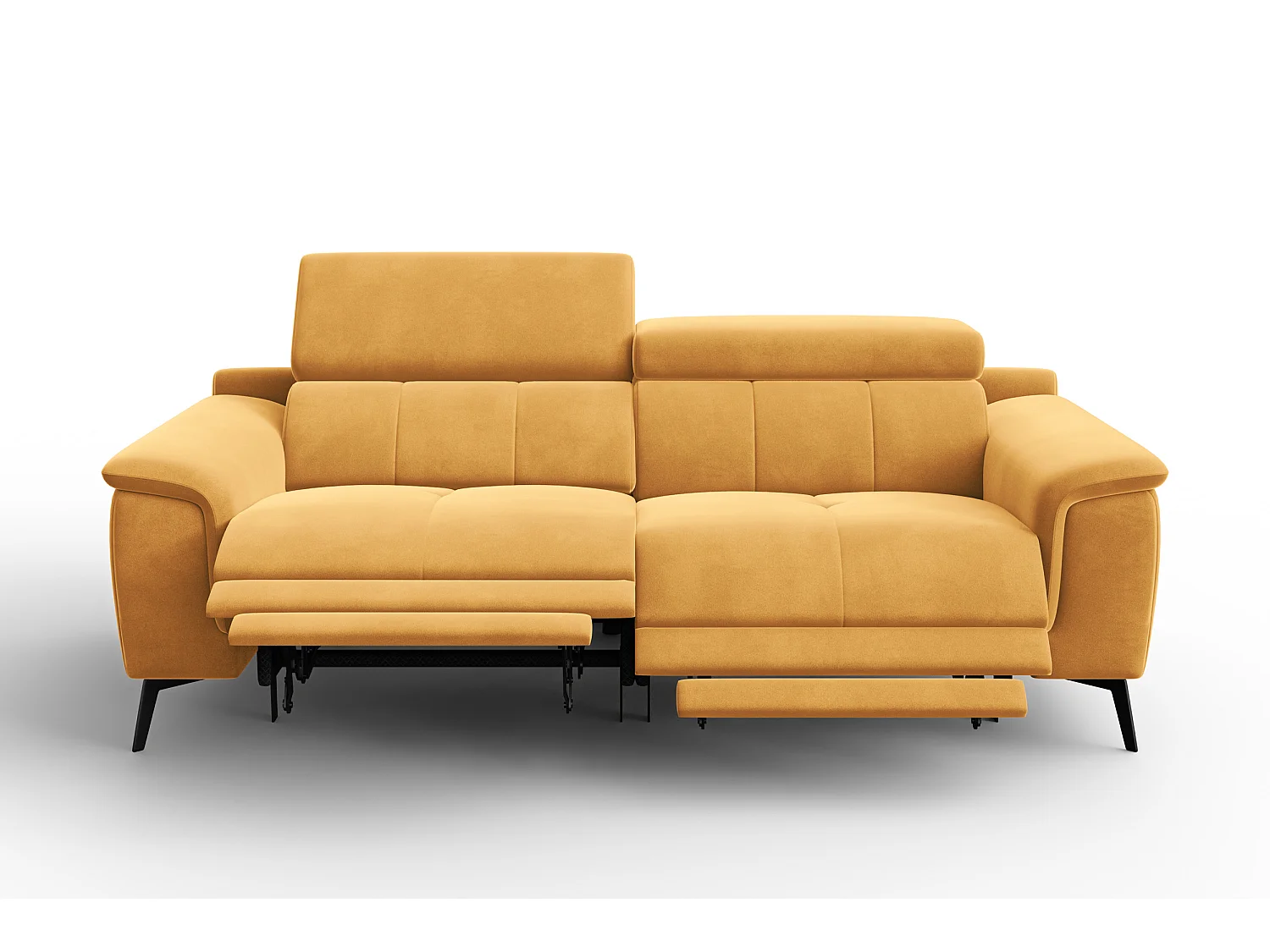 Sofa Relax 3-Sitzer FIERO, Gelber Veloursstoff