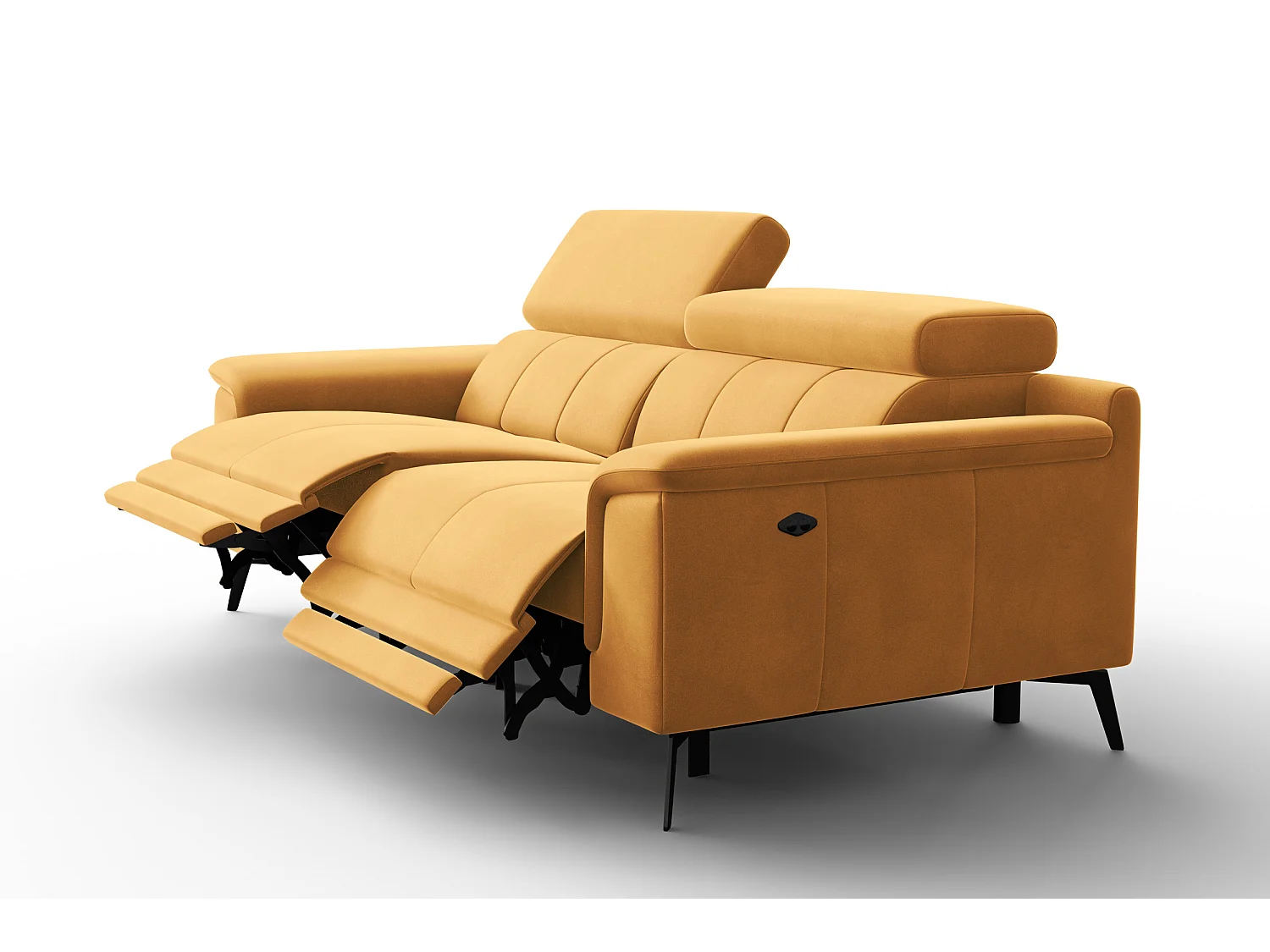 Sofa Relax 3-Sitzer FIERO, Gelber Veloursstoff