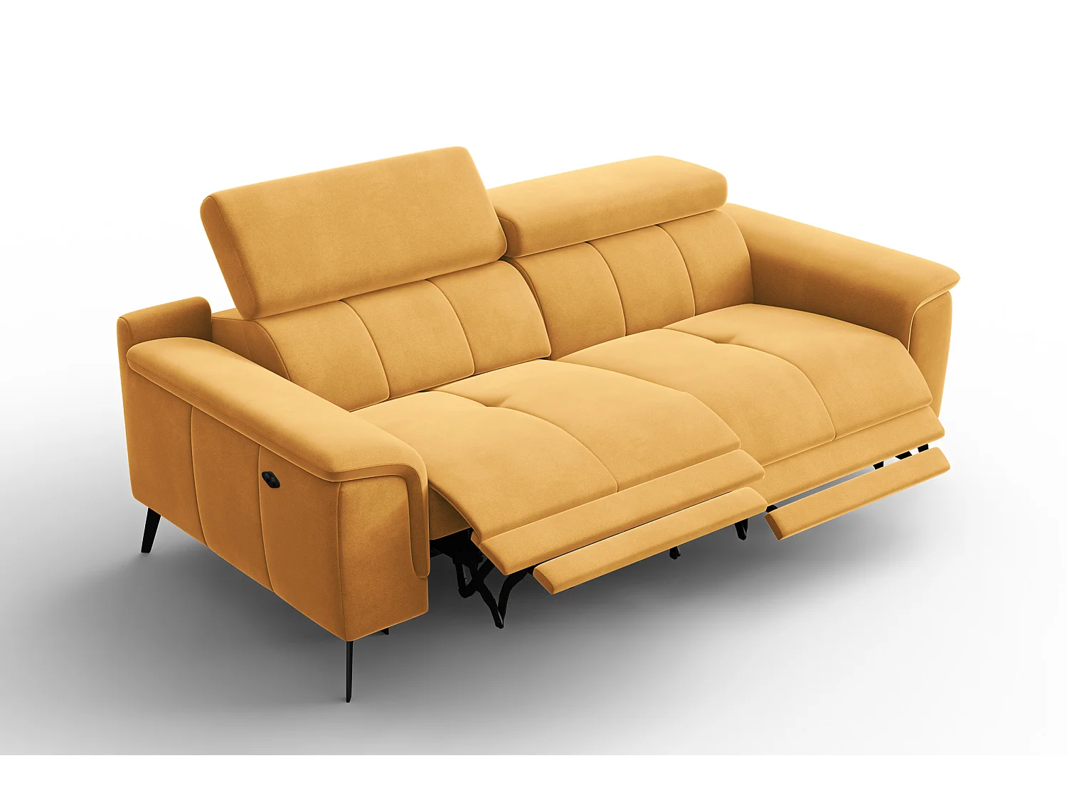 Sofa Relax 3-Sitzer FIERO, Gelber Veloursstoff