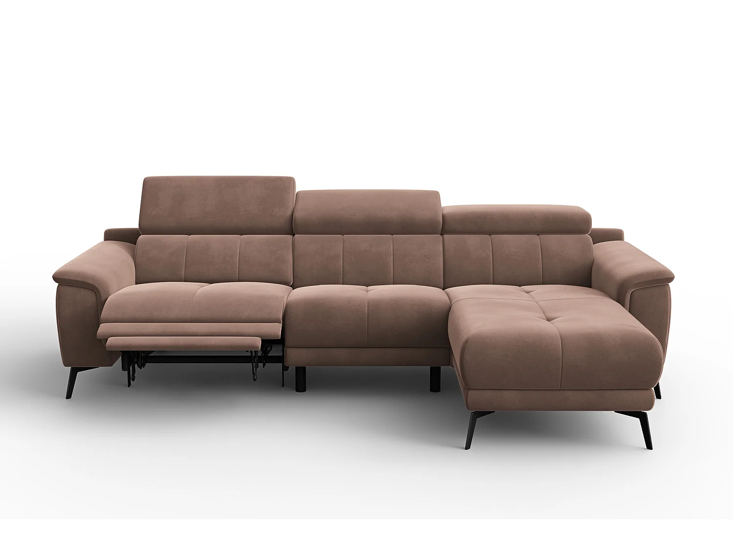 CANAPÉ D'ANGLE RELAX FIERO 4 places droit, tissu velours marron