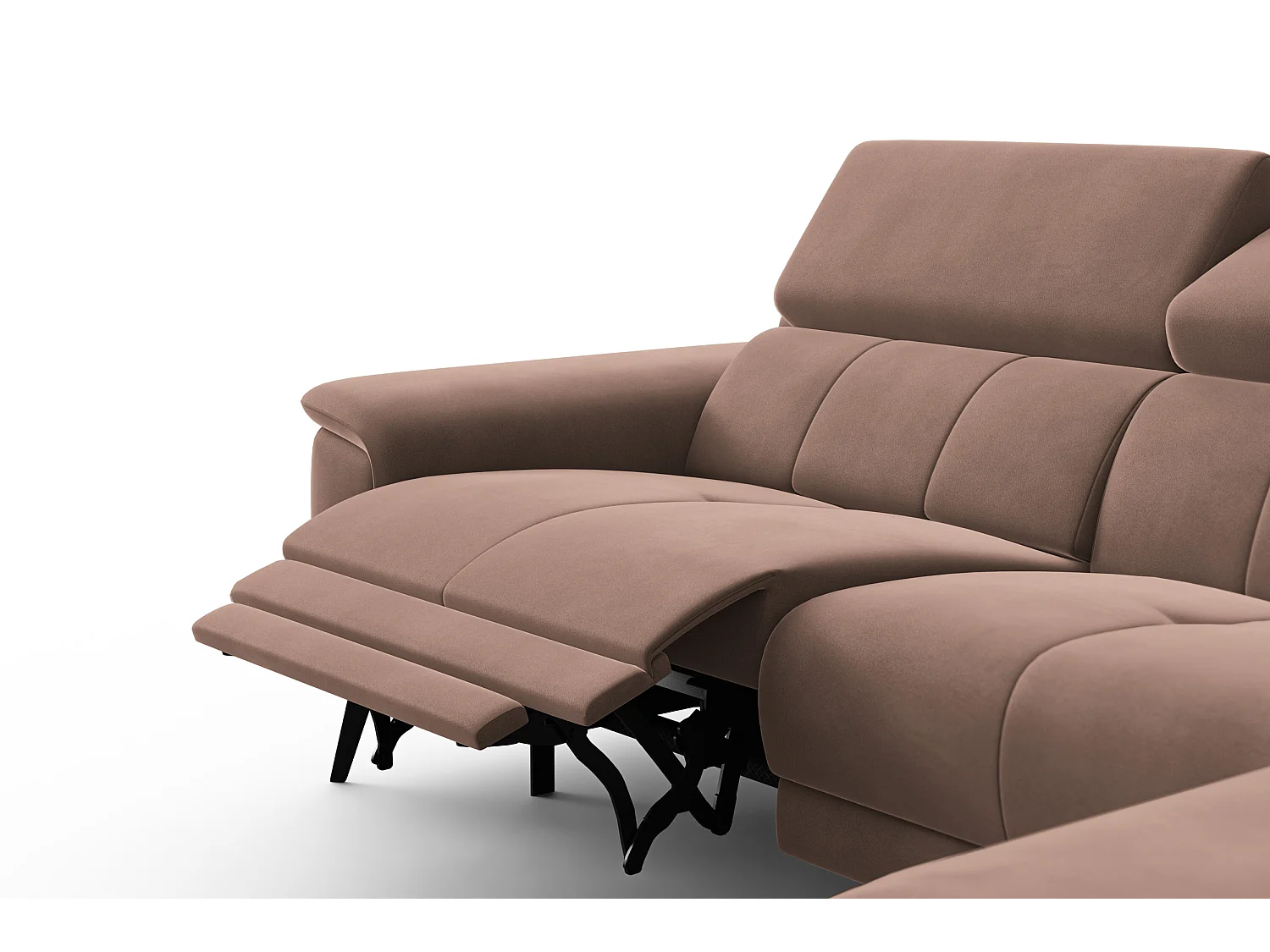 CANAPÉ D'ANGLE RELAX FIERO 4 places droit, tissu velours marron