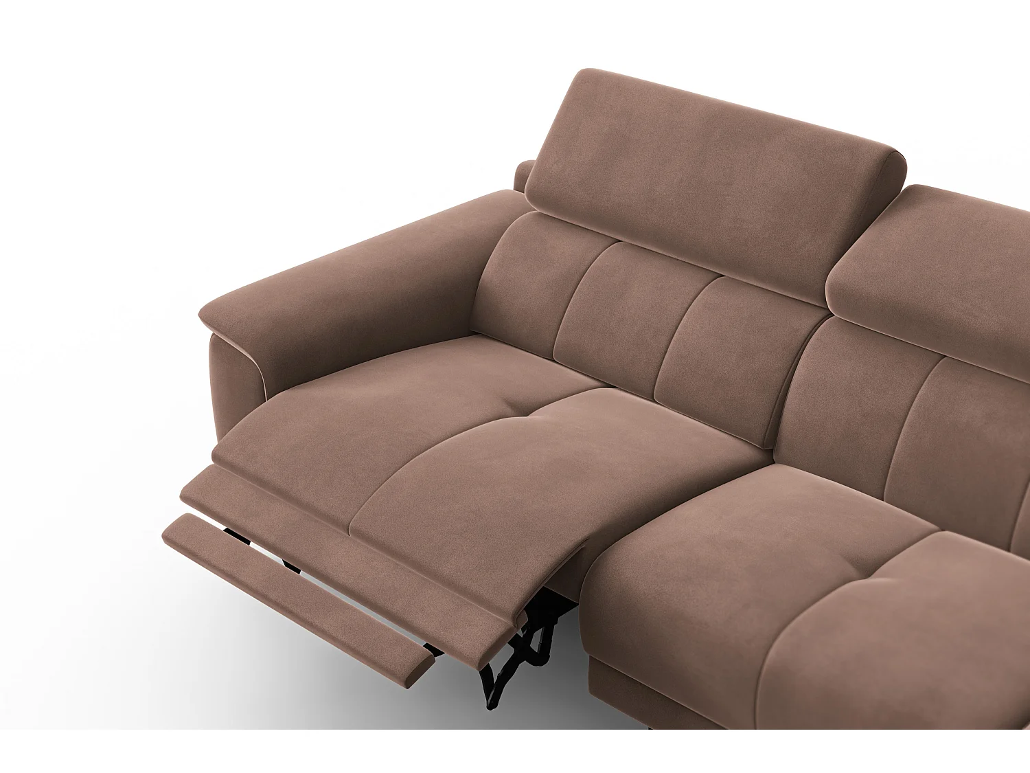 CANAPÉ D'ANGLE RELAX FIERO 4 places droit, tissu velours marron