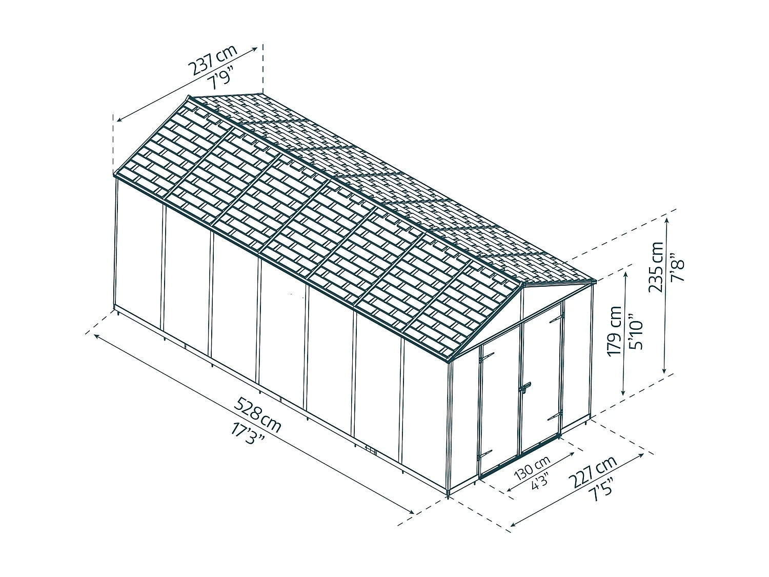 Canopia Rubicon Ultra Duurzame Polycarbonaat Tuinhuis 528X237X235 cm