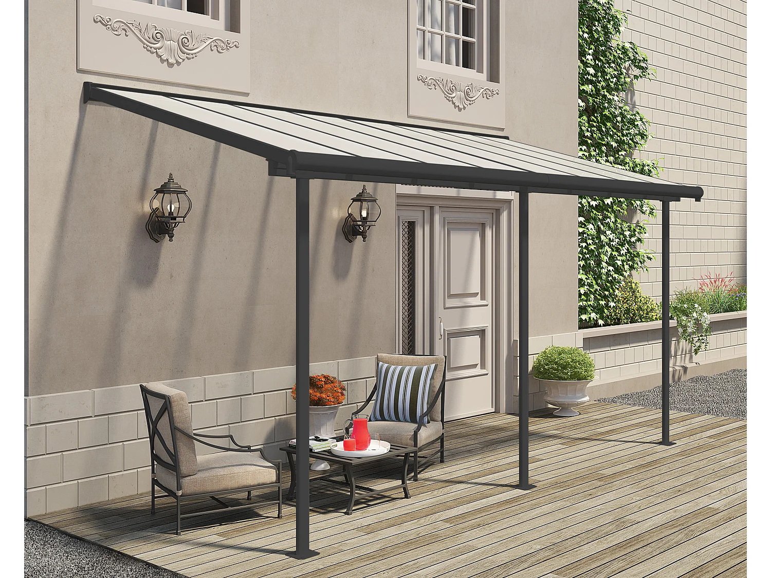 Canopia Sierra Aluminium Terrasoverkapping  2.2X4.5 m  Donkergrijs