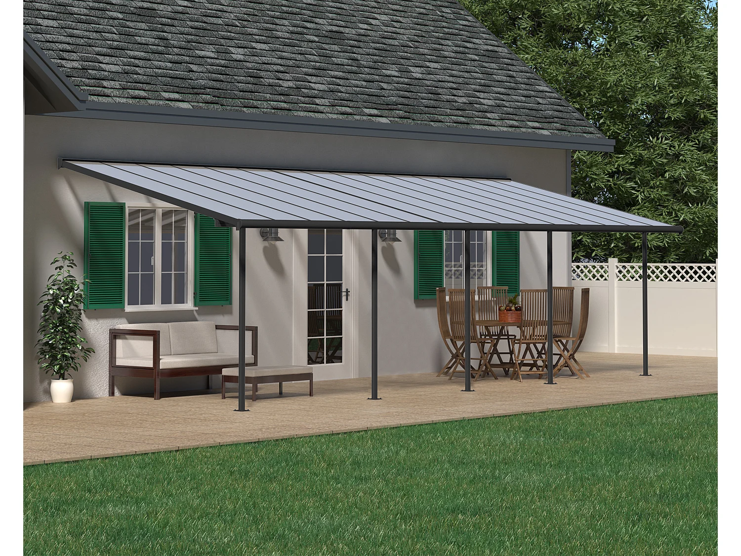 Canopia Sierra Aluminium Terrasoverkapping  3X9.2 m  Donkergrijs