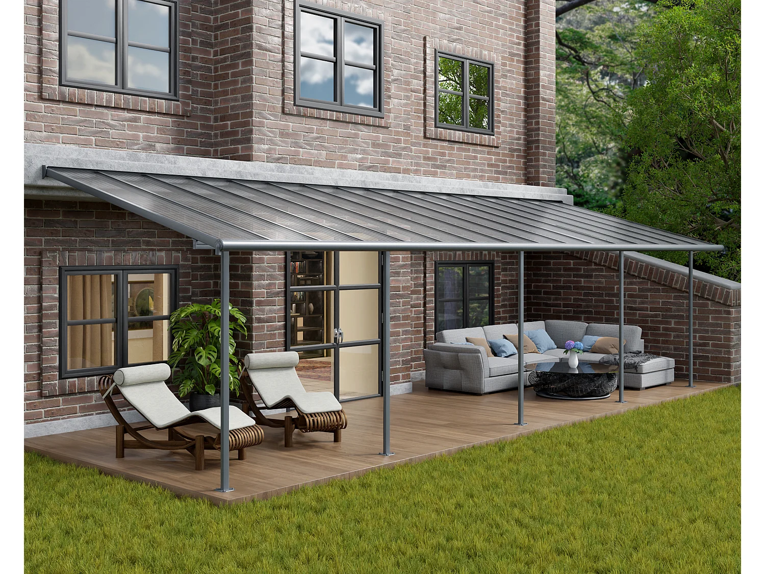 Canopia Sierra Aluminium Terrasoverkapping  3X9.7 m  Donkergrijs