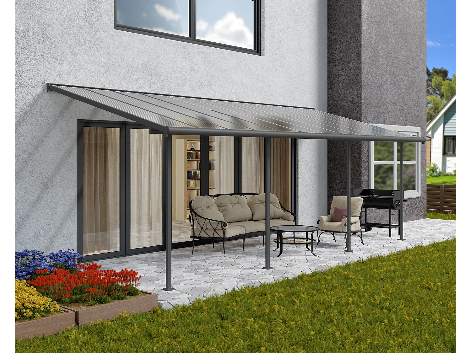 Canopia Sierra Aluminium Terrasoverkapping  3X7.4 m  Donkergrijs