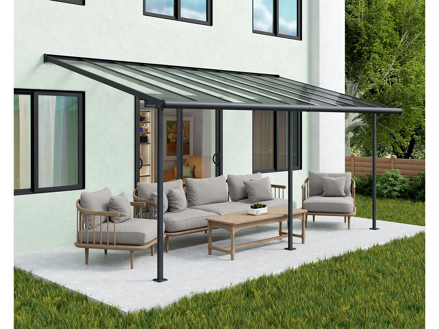Canopia Sierra Aluminium Terrasoverkapping   3X6.2 m  Donkergrijs