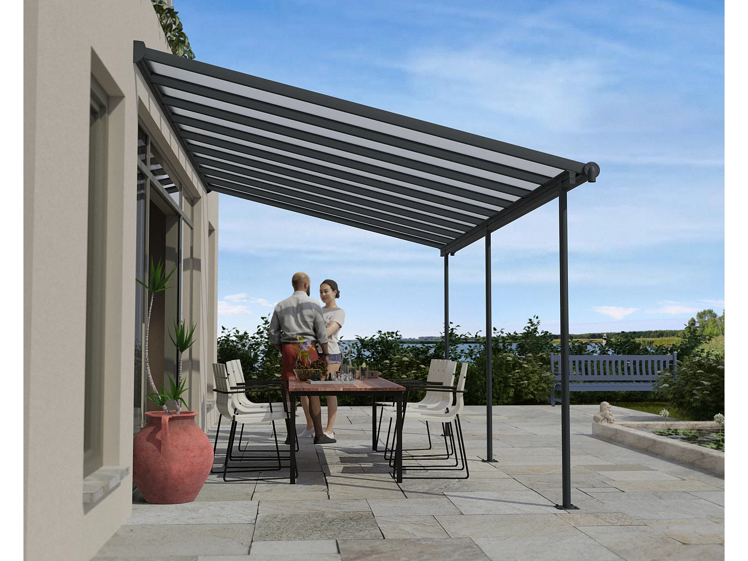 Canopia Sierra Aluminium Terrasoverkapping  3X5.6 m  Donkergrijs