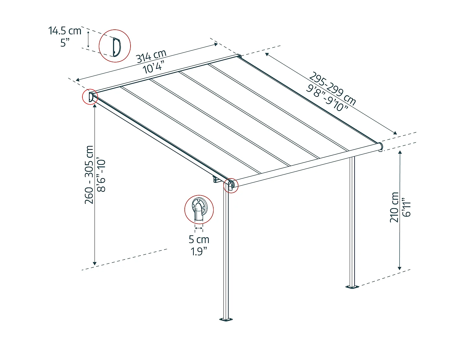 Canopia Sierra Aluminium Terrasoverkapping   3X3 m  Donkergrijs