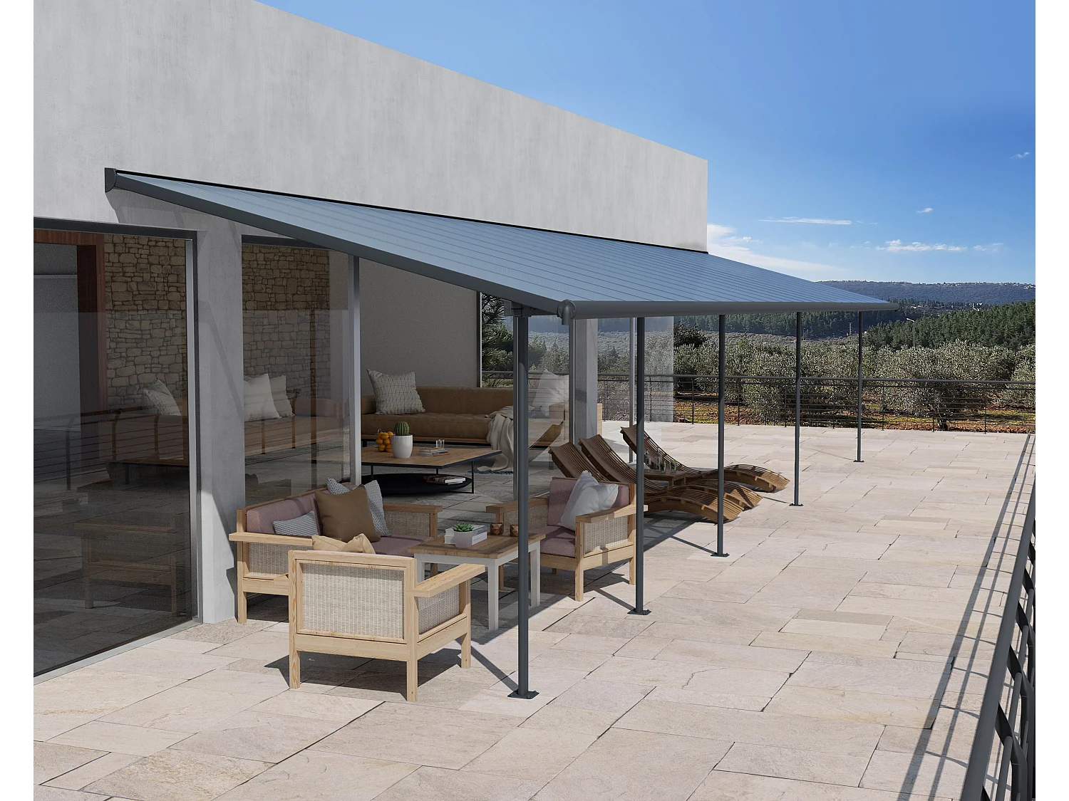 Canopia Sierra Aluminium Terrasoverkapping  3X10.4 m  Donkergrijs