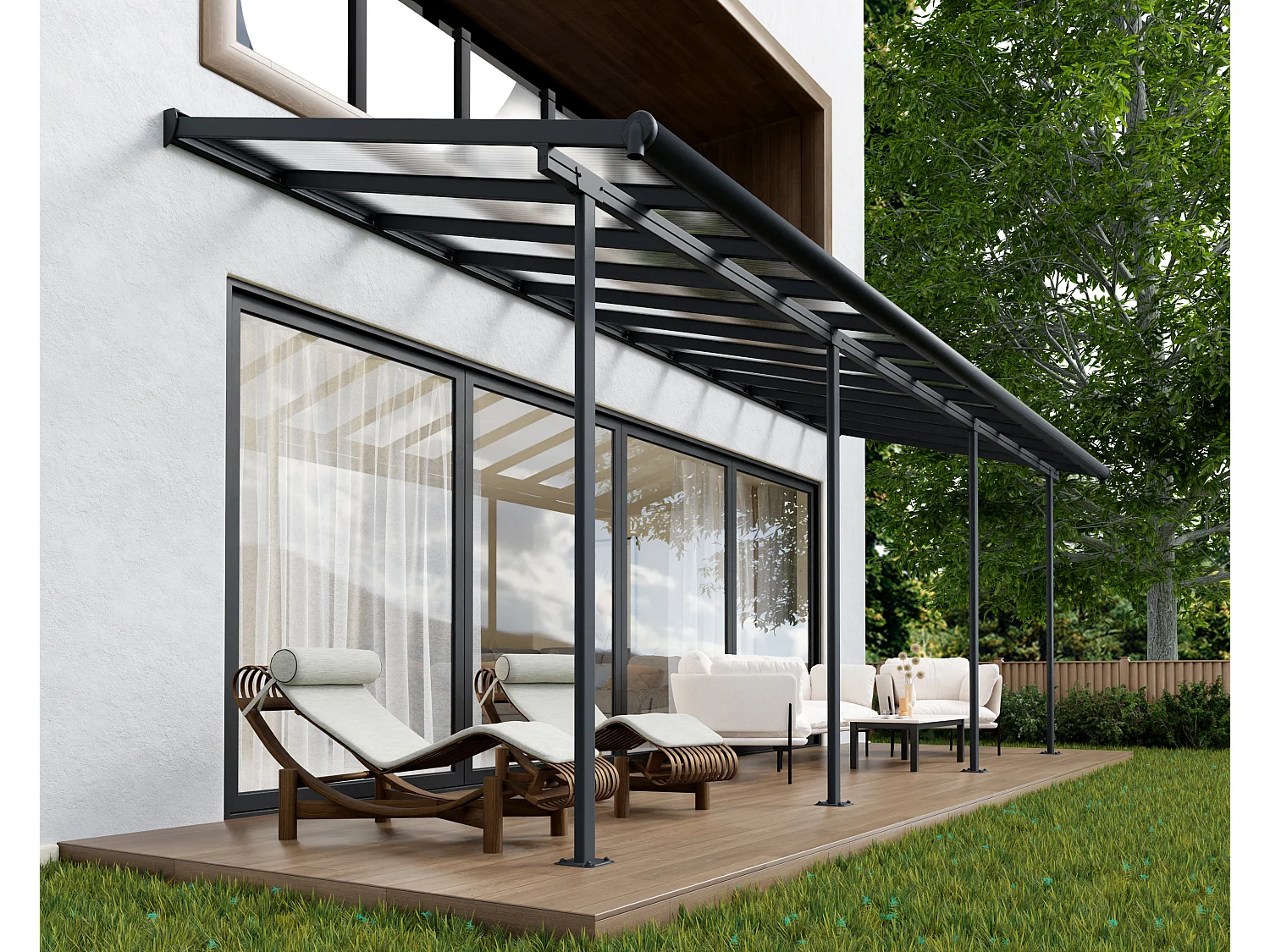 Canopia Sierra Aluminium Terrasoverkapping  2.2X6.7 m  Donkergrijs