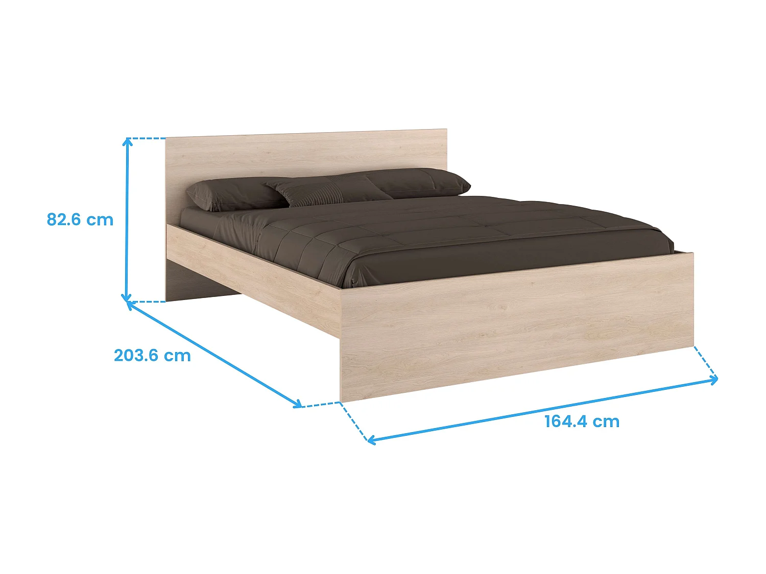 Conjunto de quarto com cama de 160x200 cm com gavetas + closet com 5 prateleiras e 1 gaveta.