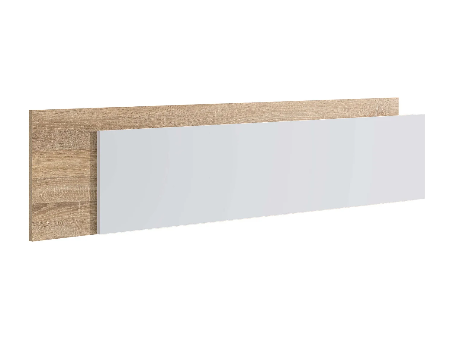 Conjunto de quarto em carvalho Cambriano e branco fosco (cabeceira + 2 mesas de cabeceira + cômoda)