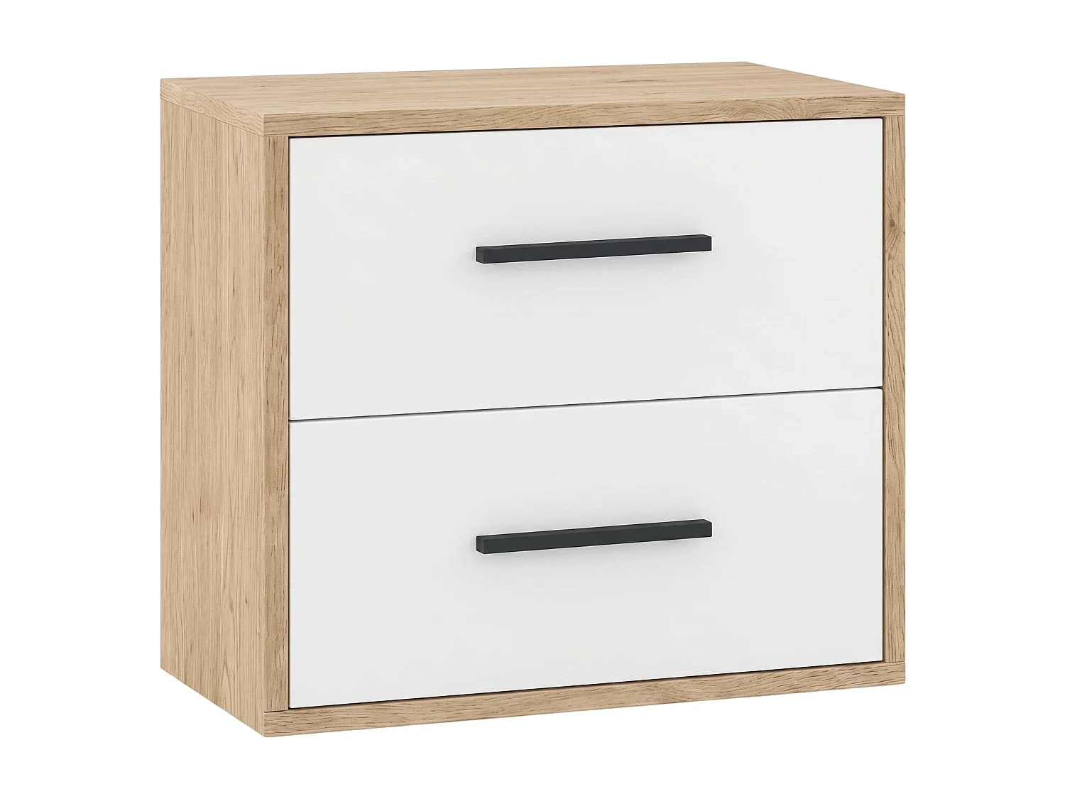 Conjunto de quarto em carvalho Cambriano e branco fosco (cabeceira + 2 mesas de cabeceira + cômoda)