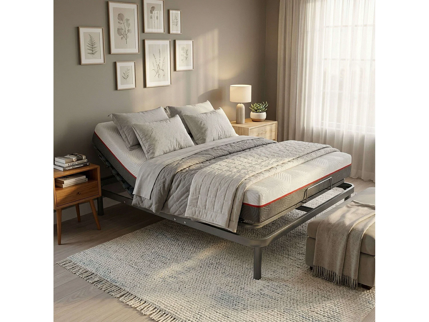 Pack cama articulada eléctrica motor doble mando y colchón Nert 150x190 cm