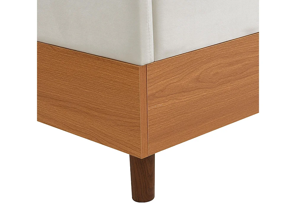 Cama infantil 90 x 200 cm, em veludo e madeira, com 2 bolsos de arrumação, bordas almofadadas flexíveis, branco