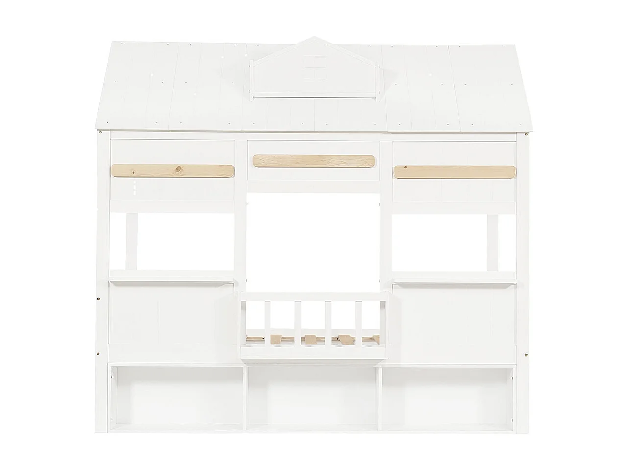 Lit mezzanine pour enfant 90 x 200 cm, au design raffiné en forme de maison, avec une étagère, blanc