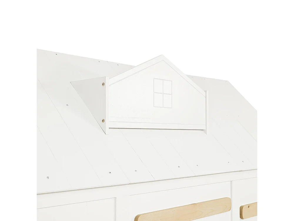 Lit mezzanine pour enfant 90 x 200 cm, au design raffiné en forme de maison, avec une étagère, blanc
