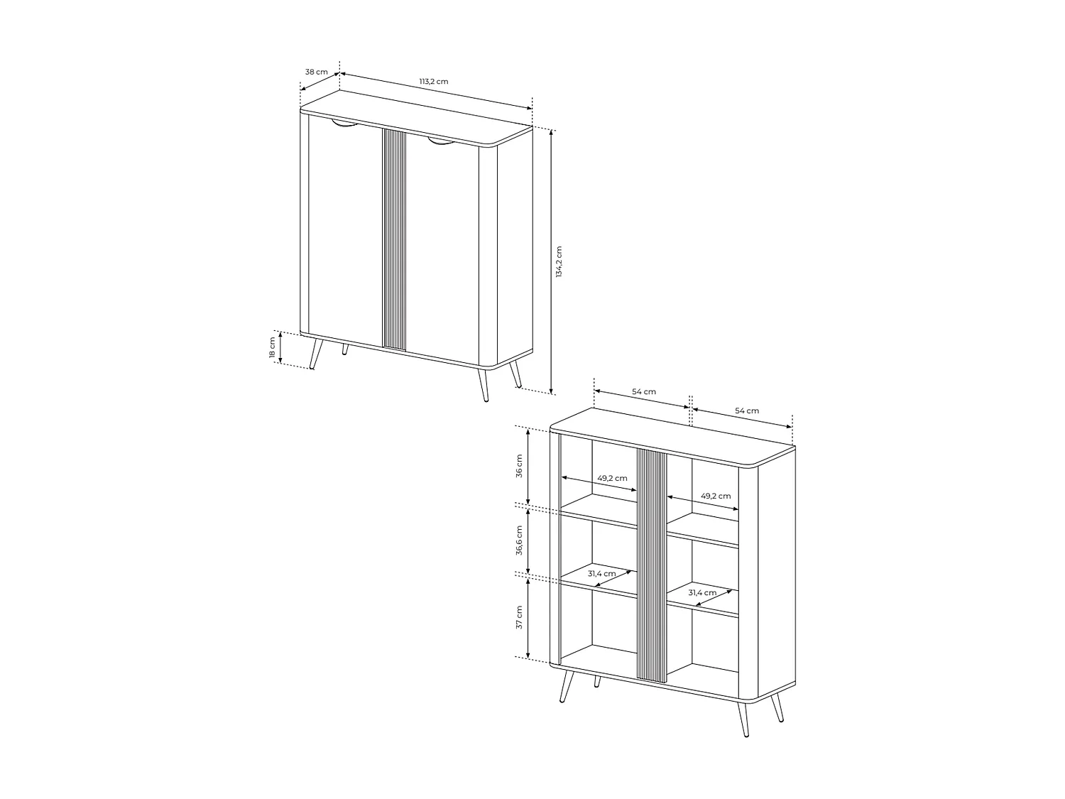 Highboard 2-türig, Dunin-Eiche, 113 cm - VERIS