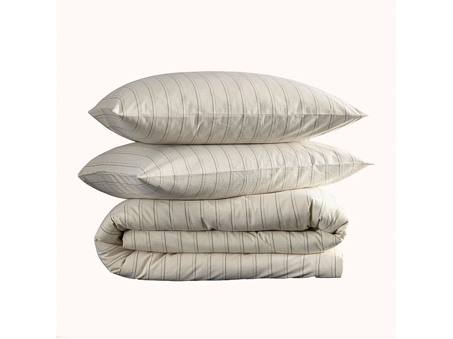 Parure de lit 200x200 coton rayure blanc Terre de Nuit Alba - Alba