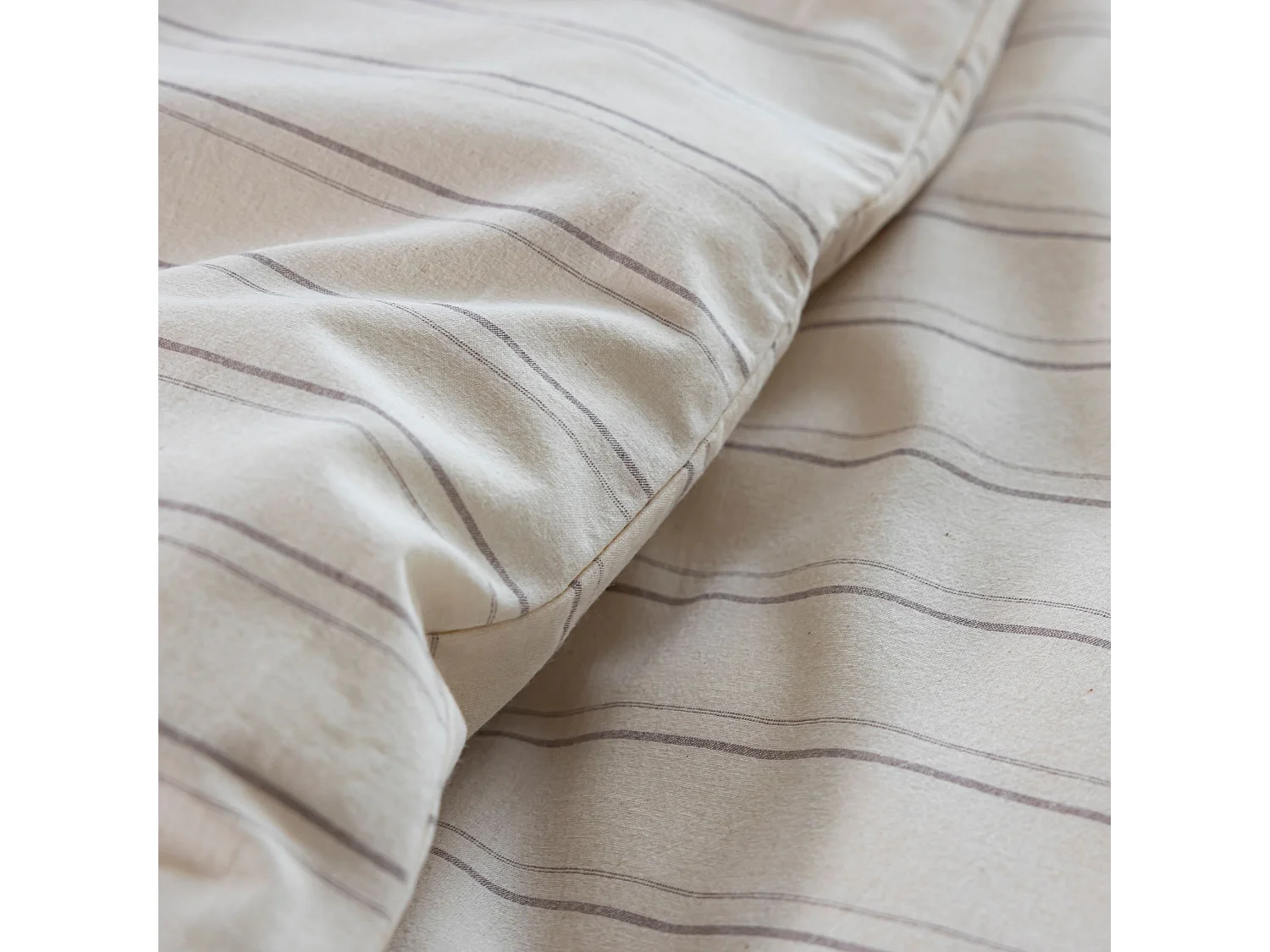 Parure de lit 200x200 coton rayure blanc Terre de Nuit Alba - Alba