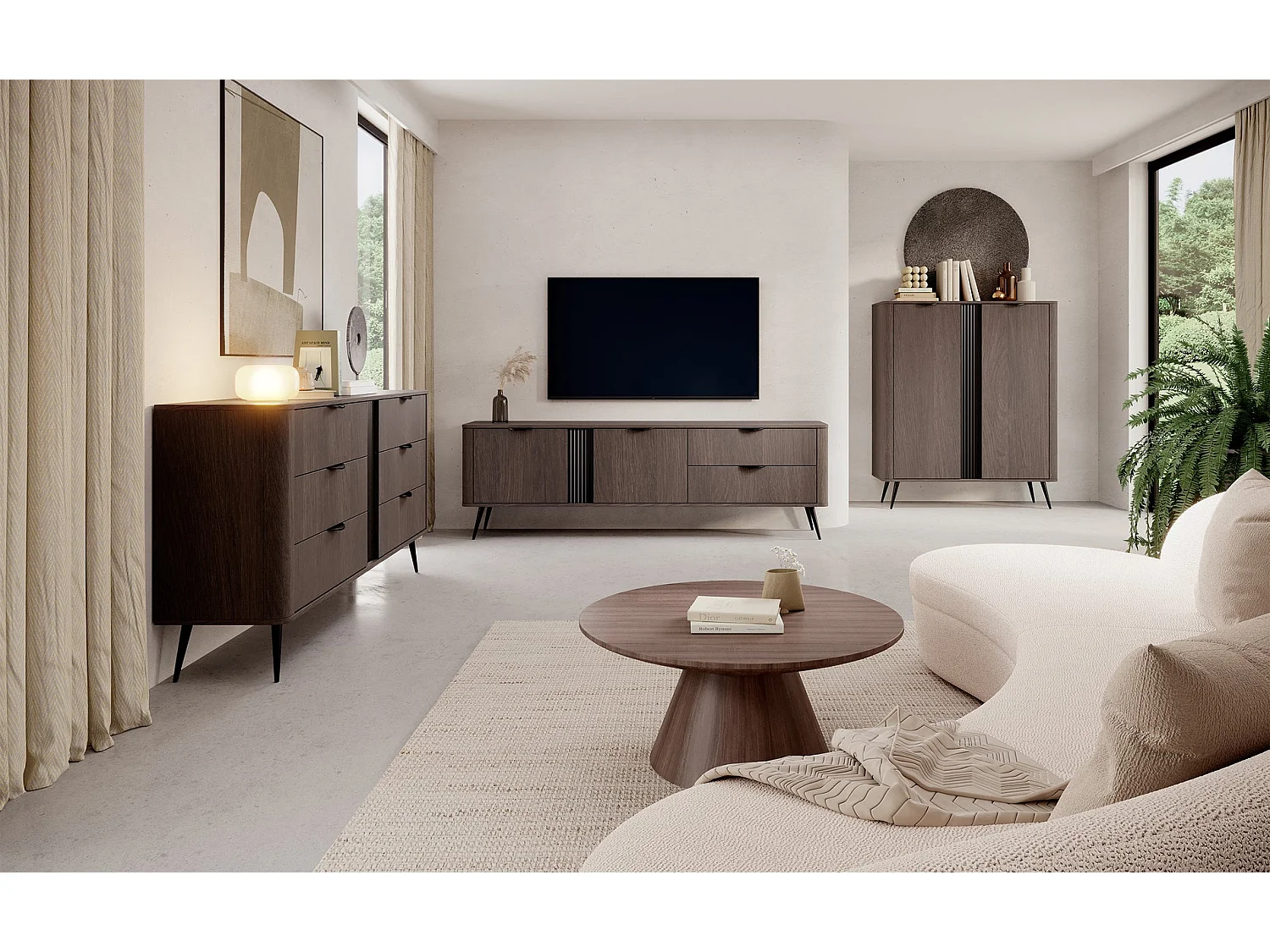 Kommode mit sechs Schubladen, Dunin-Eiche, 163 cm - VERIS