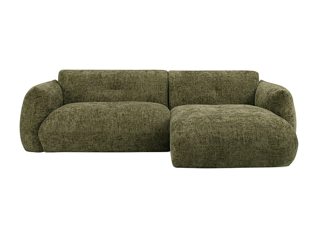 Bocca - Canapé d'angle droit 4 places en tissu à dossier capitonné - Vert olive