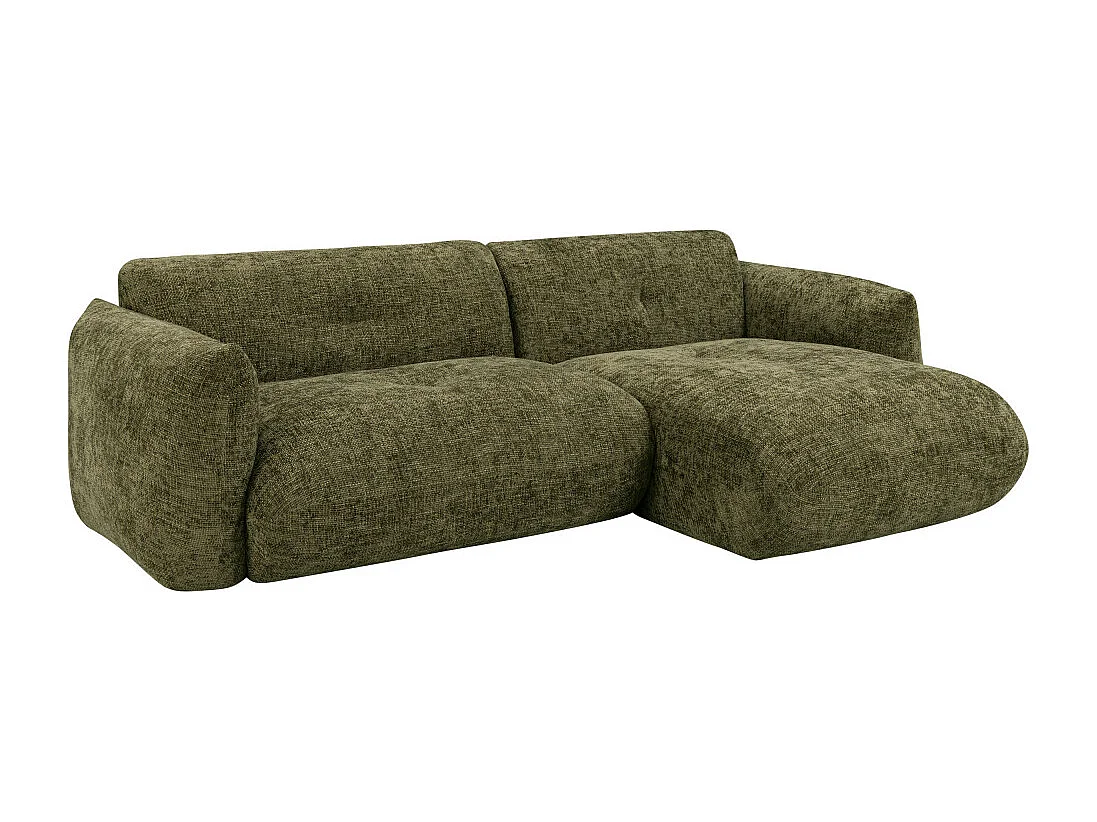 Bocca - Canapé d'angle droit 4 places en tissu à dossier capitonné - Vert olive