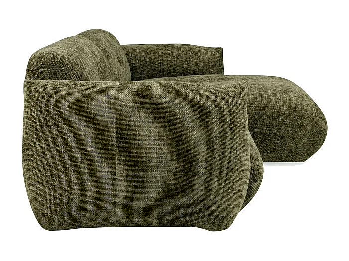 Bocca - Canapé d'angle droit 4 places en tissu à dossier capitonné - Vert olive