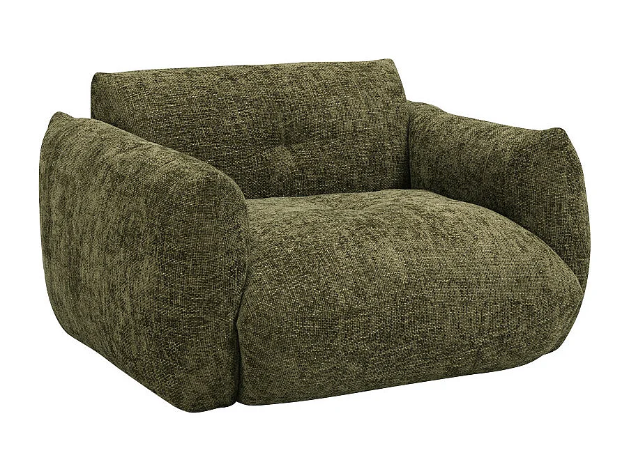 Bocca - Fauteuil en tissu à dossier capitonné - Vert olive