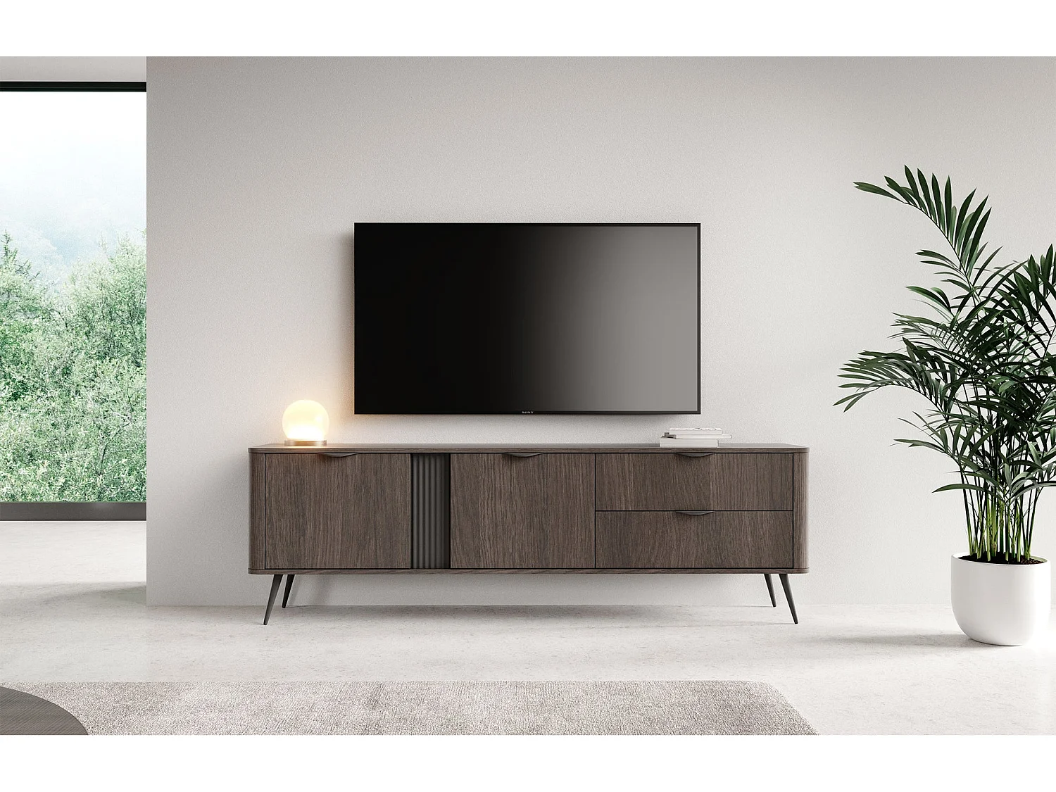 TV-Lowboard 2-türig mit Schublade - Dunin-Eiche - 195 cm - VERIS