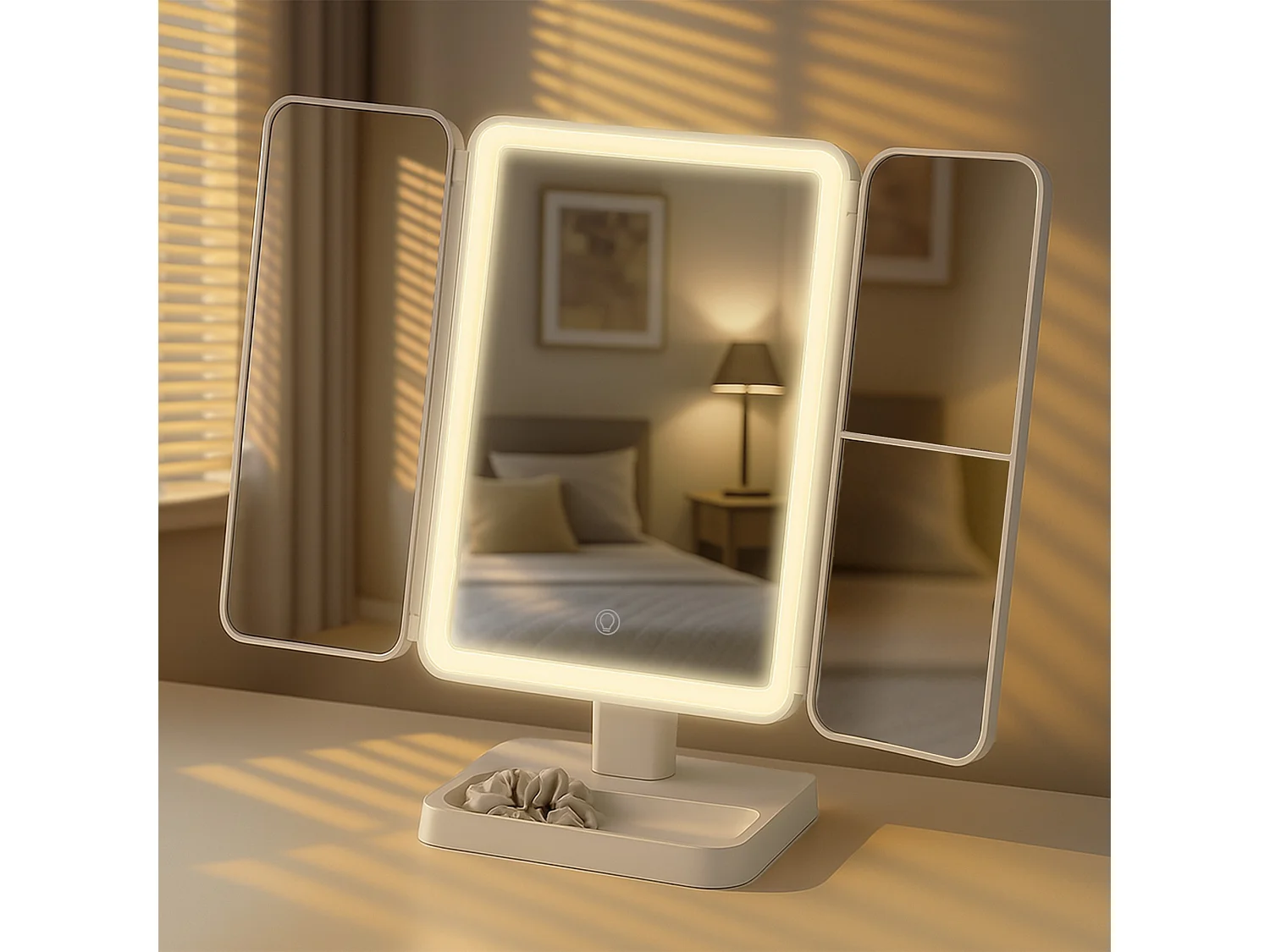 Miroir Led de Maquillage - Plastique - Blanc - Otley