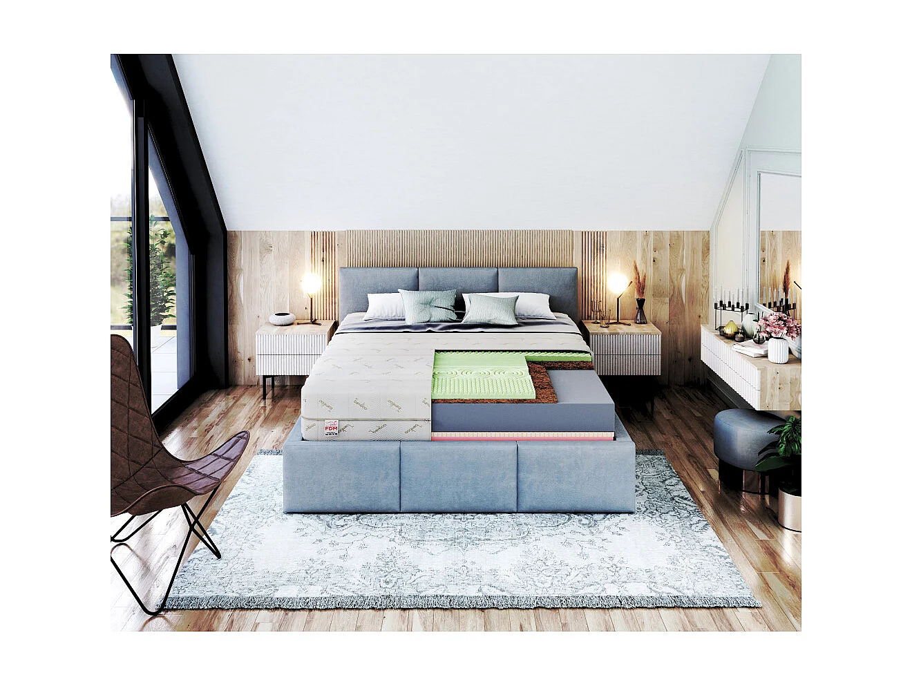 Matelas SAVONA - Mémoire de Forme - Latex -  Epaisseur 22 cm  90 x 190 cm cm