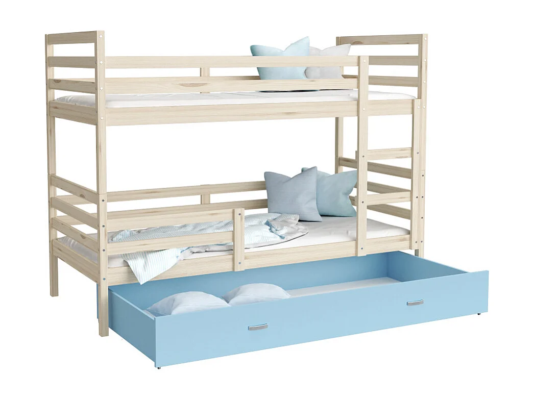 Lit Superpose Milan 90x190 tiroir Pin - bleu