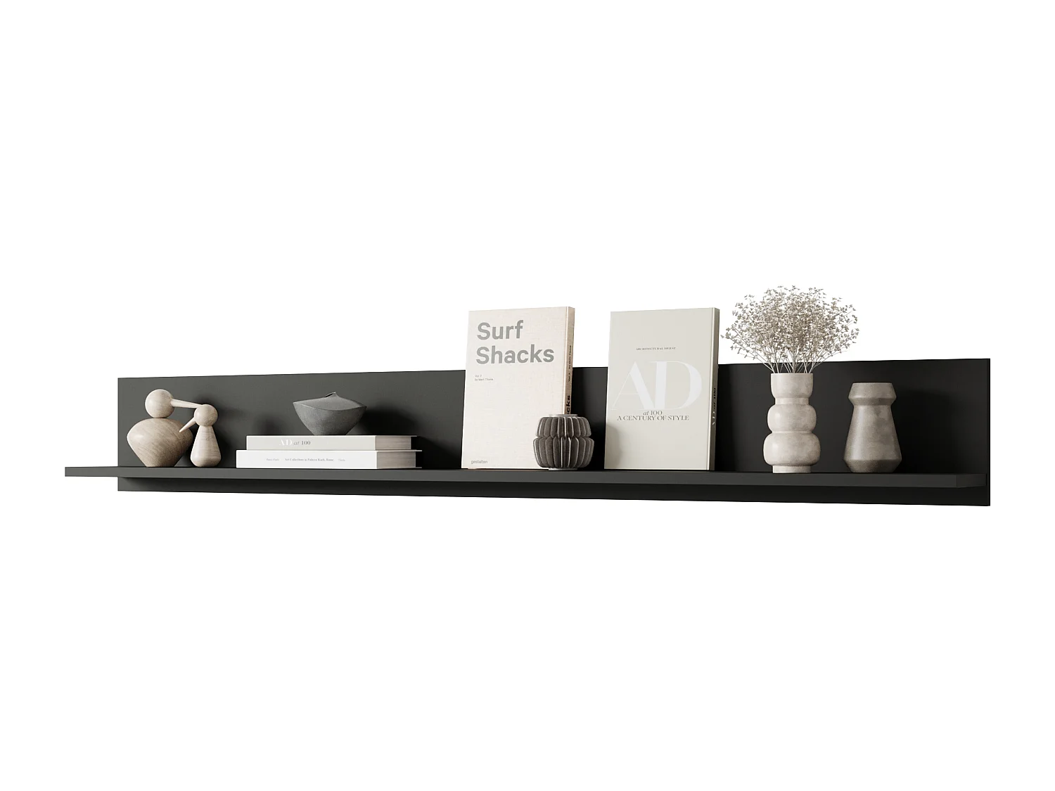 Moderne minimalistische wandplank zwart grafiet