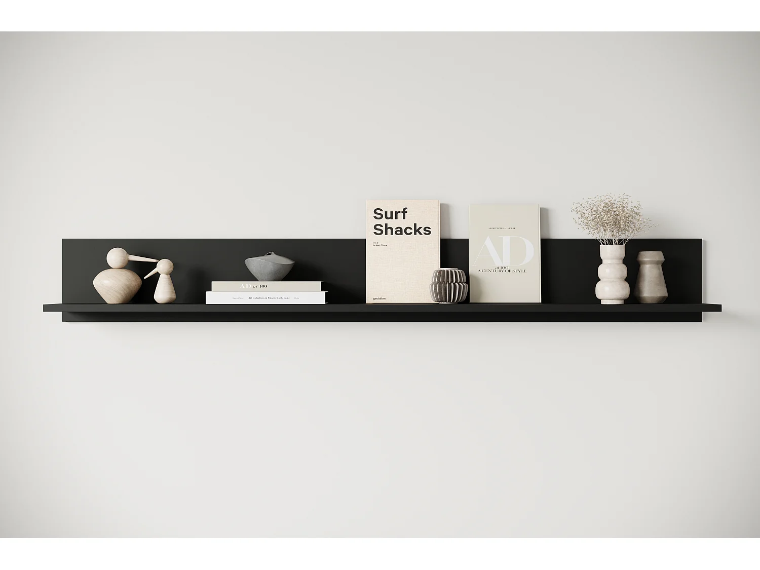 Moderne minimalistische wandplank zwart grafiet