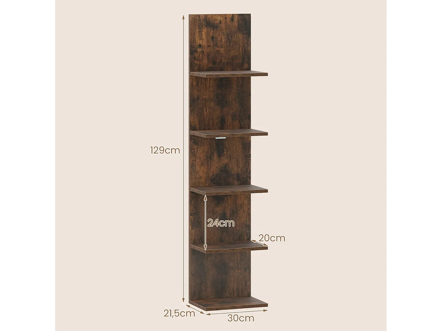 Scaffale a muro a 5 livelli Scaffale verticale appeso Scaffale espositivo galleggiante Scaffale galleggiante in legno Marrone