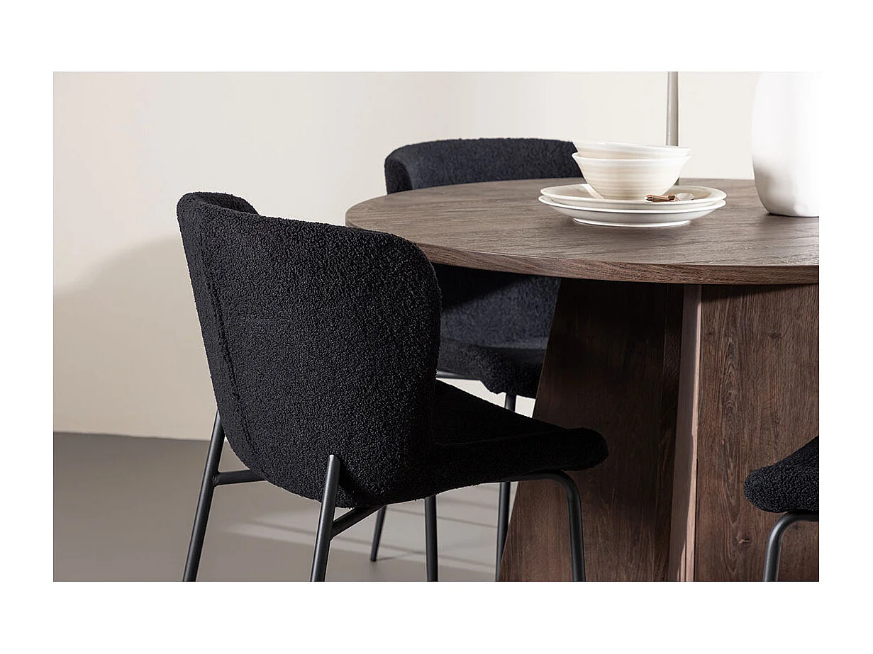 Bootcut ensemble pour salle à manger table Ø110cm et 4 chaises teddy mocca.