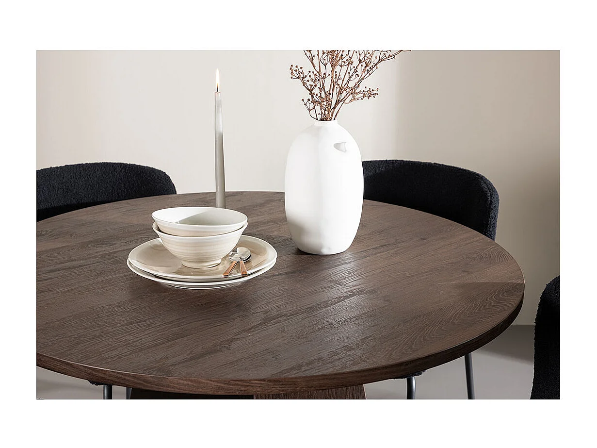 Bootcut ensemble pour salle à manger table Ø110cm et 4 chaises teddy mocca.