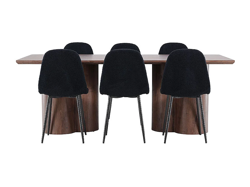 Olivia ensemble pour salle à manger table 100x210cm et 6 chaises teddy mocca.