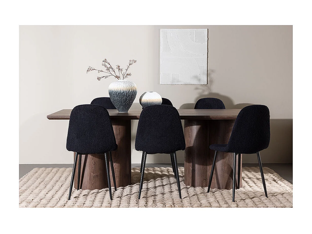 Olivia ensemble pour salle à manger table 100x210cm et 6 chaises teddy mocca.
