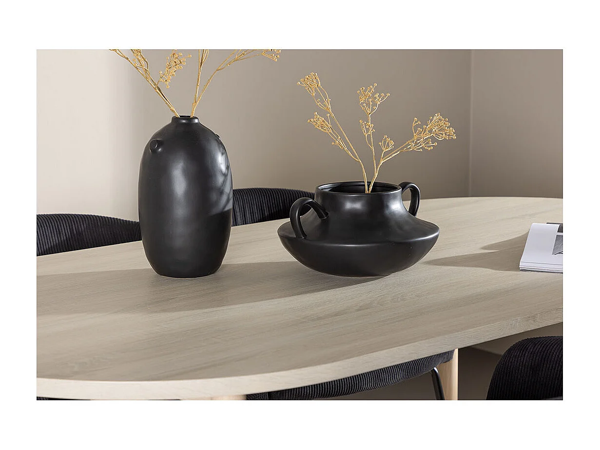 Andy ensemble pour salle à manger table 90x180cm et 4 chaises velours avec accoudoirs whitewash.