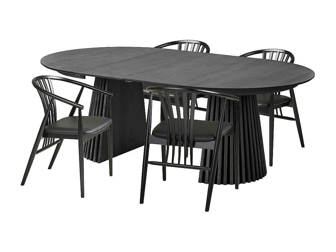 Tokyo ensemble pour salle à manger table à manger 4 chaises noires.