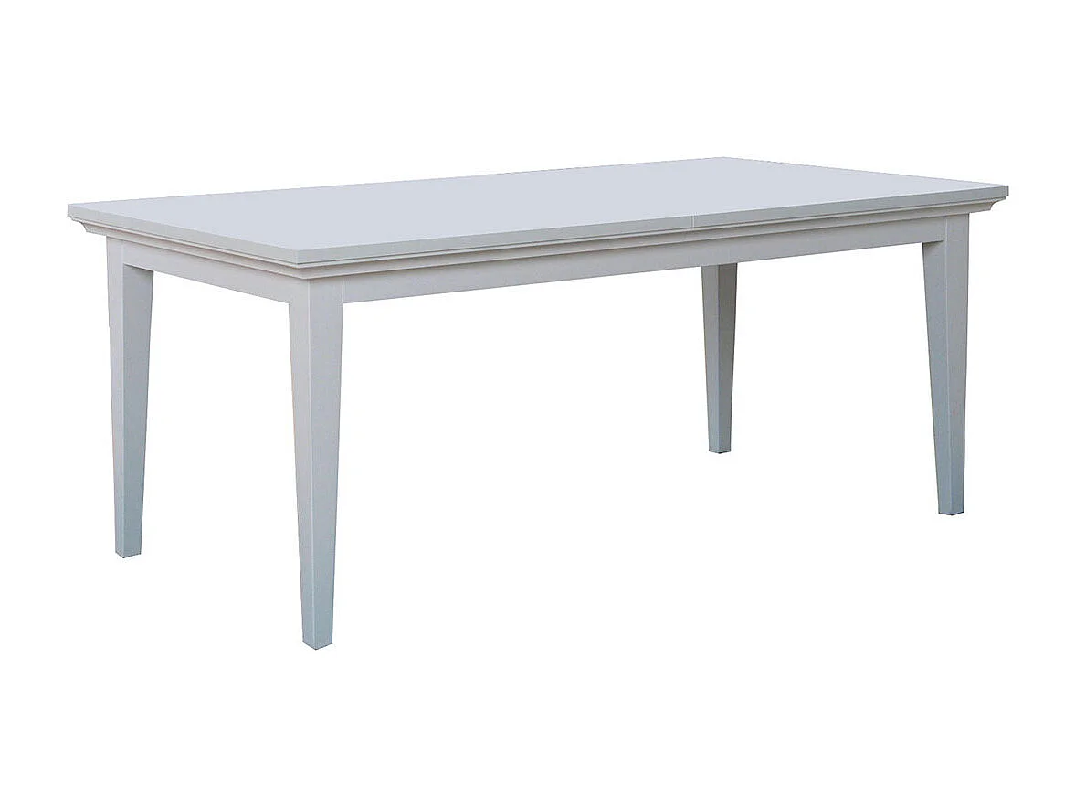Venedig ensemble pour salle à manger table à manger blanc 95x180/276 avec 2 plateaux supplémentaires 6 chaises velours beige.