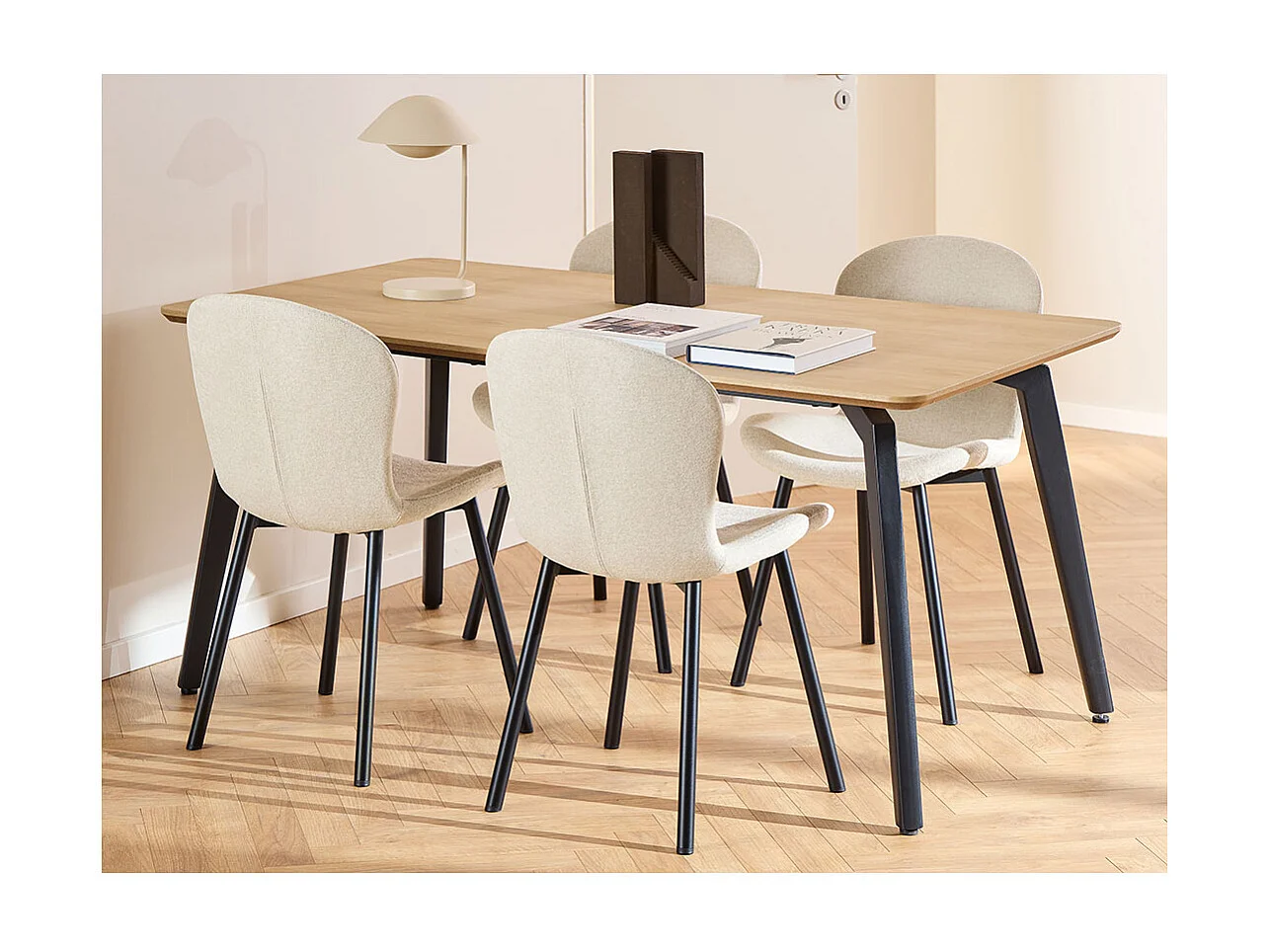 Cadiz ensemble pour salle à manger table et 4 chaises naturel, beige.